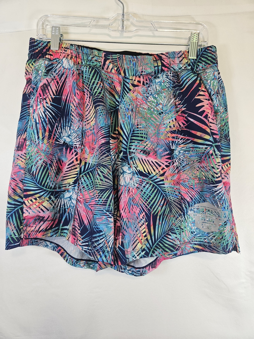 Born Primitive Navy and Light Pink Palm Athletic Shorts 7" Inseam Workout Swim